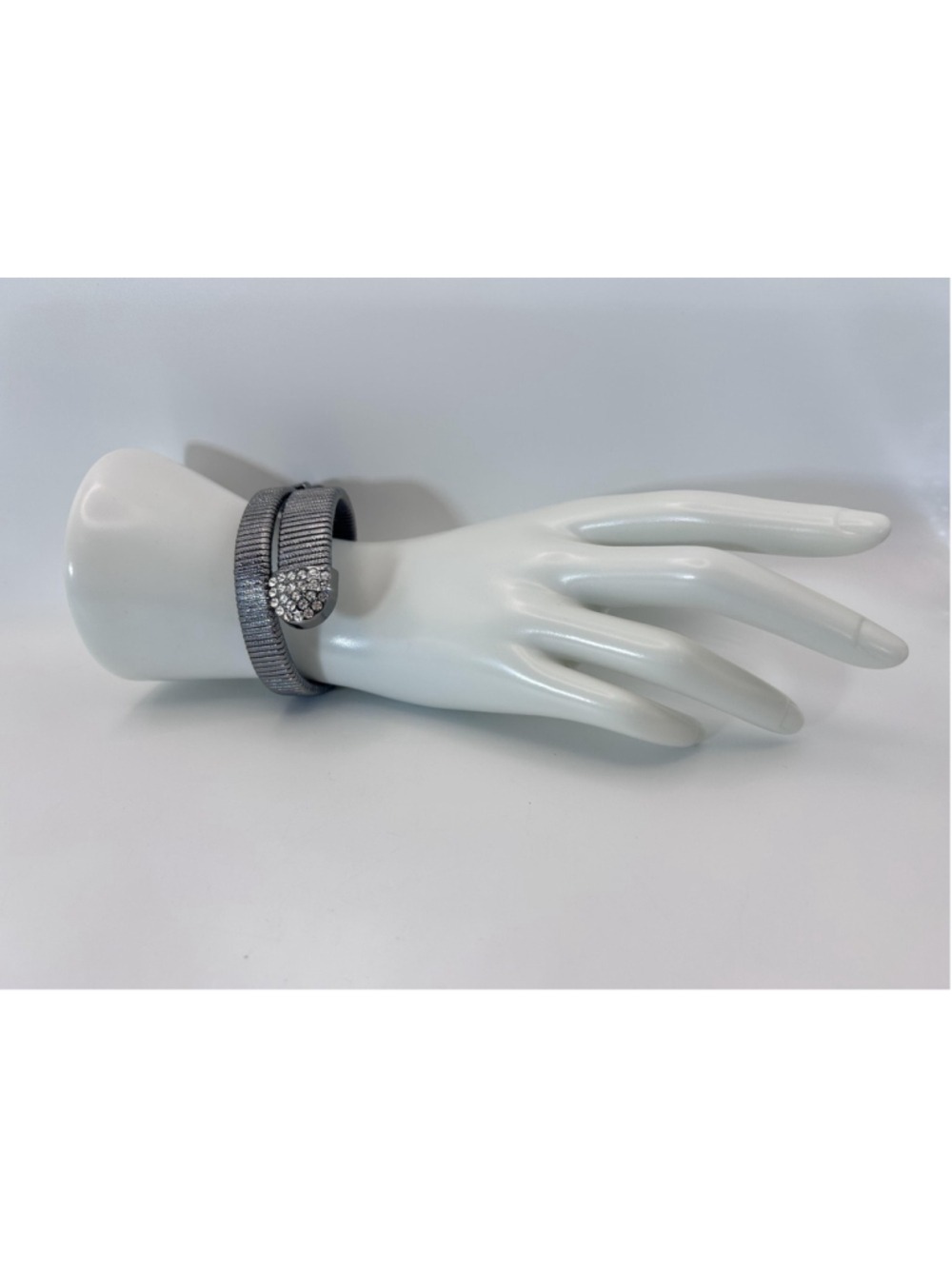 Bracelet Silver Tone Wrap Strap Crystal Buckle Womens Fashion‎ Jewelry 7.5 Inch